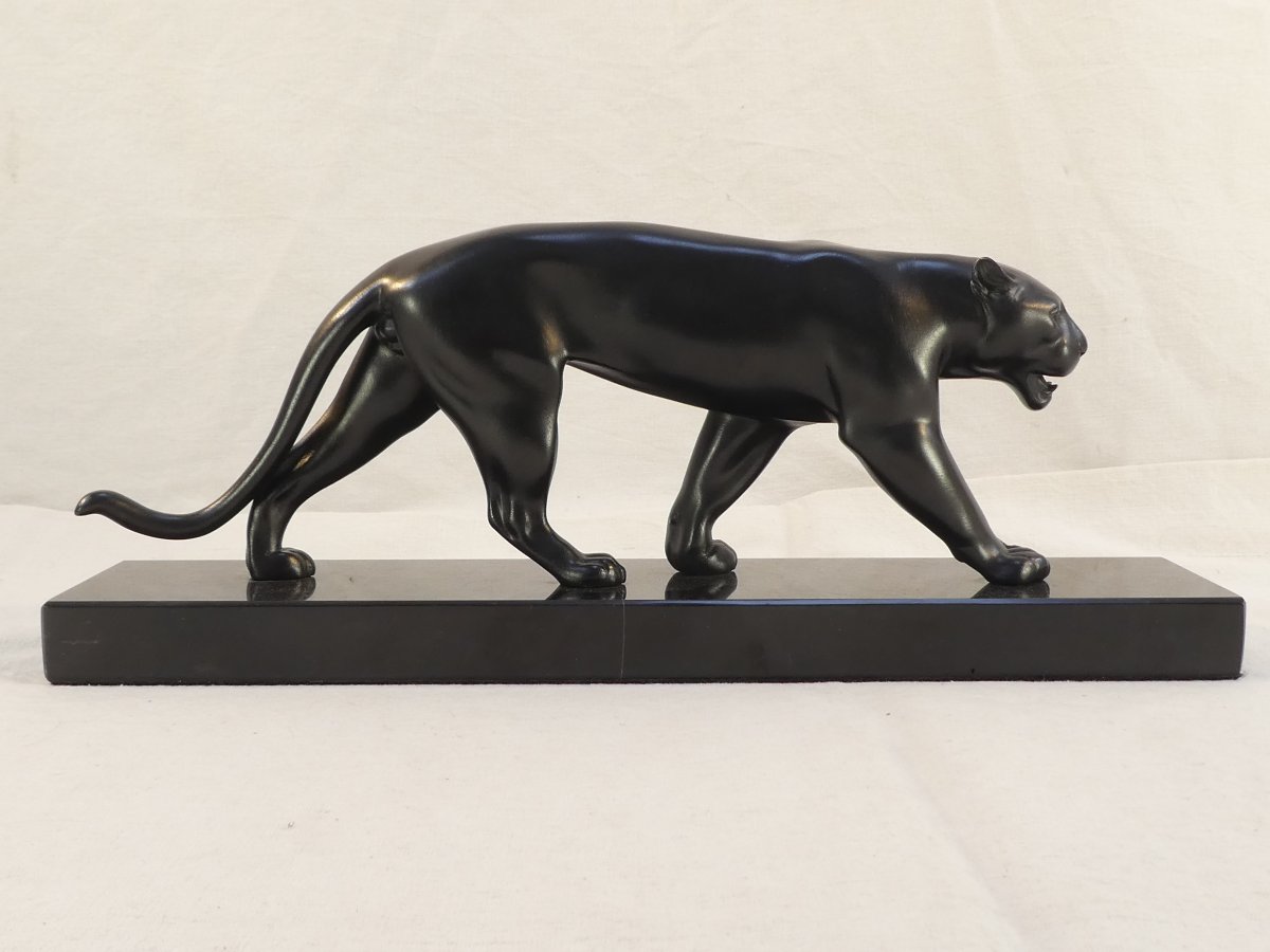 Art Deco Style Sculpture Panther Black Patina Uganda Max Le Verrier-photo-4