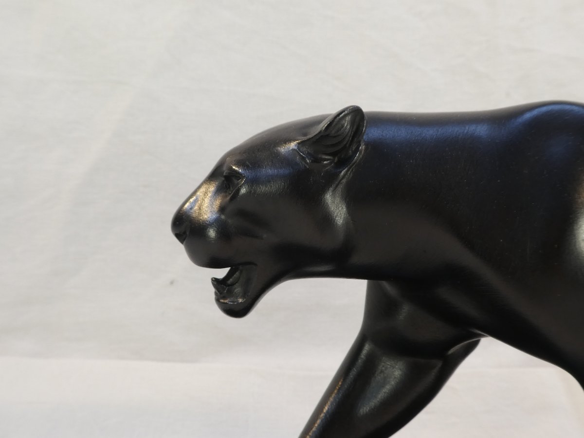 Art Deco Style Sculpture Panther Black Patina Uganda Max Le Verrier-photo-1