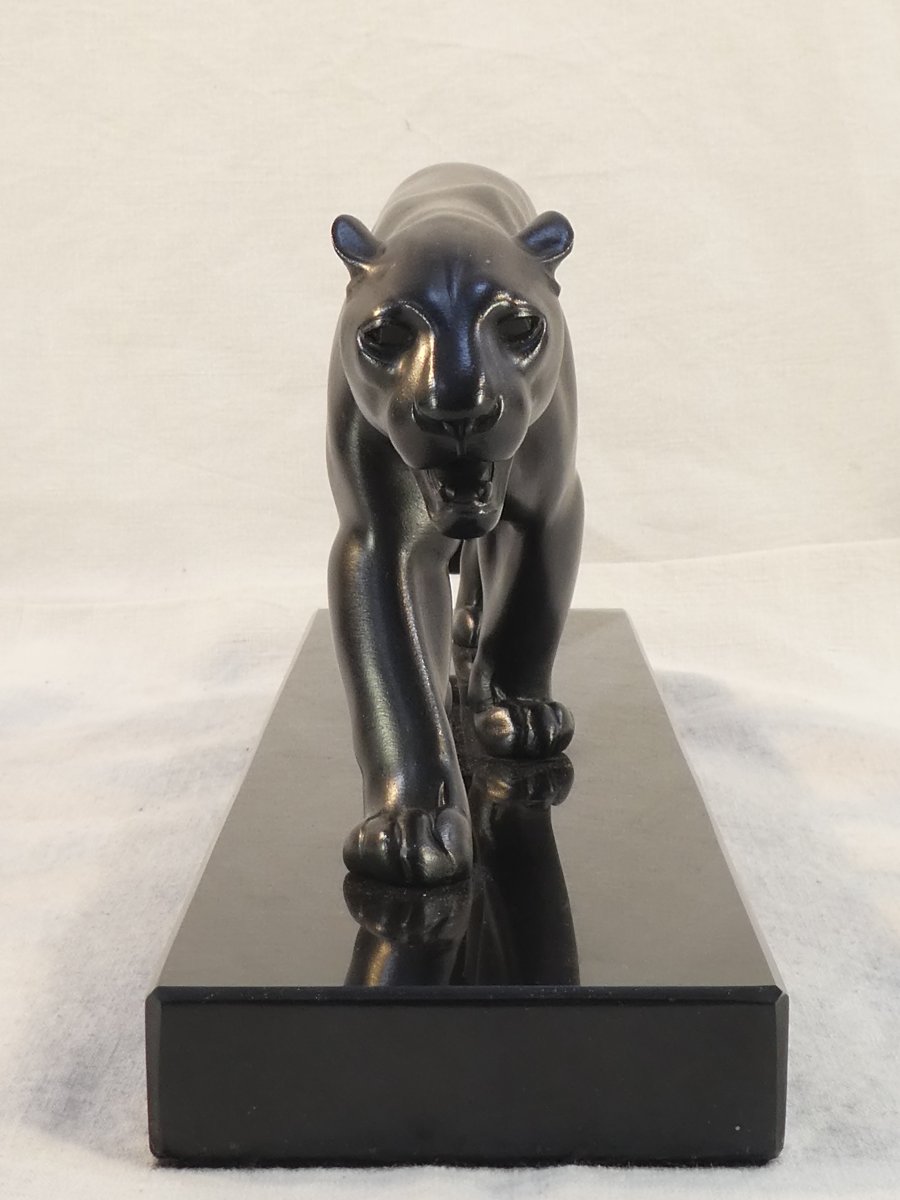 Art Deco Style Sculpture Panther Black Patina Uganda Max Le Verrier-photo-5