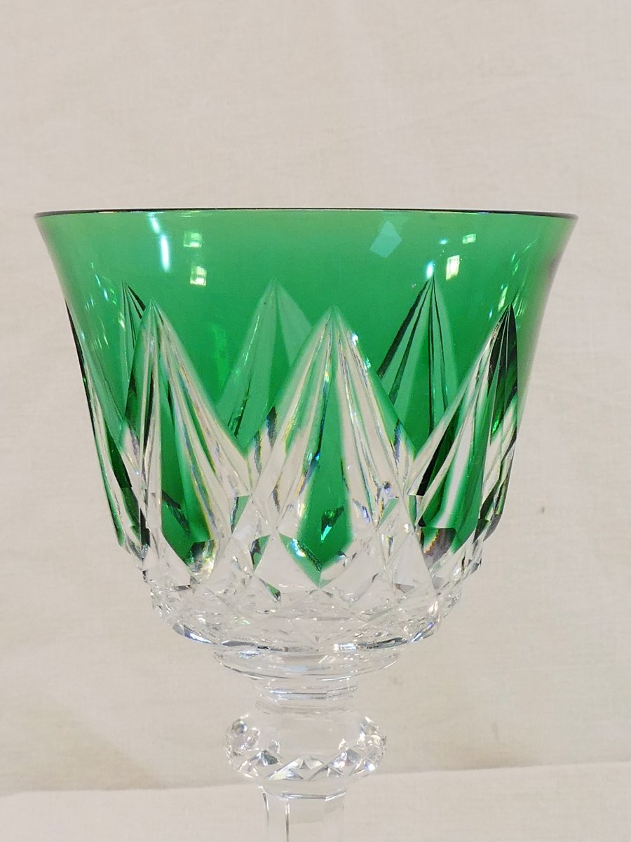 Saint-louis Crystal 6 Large Colored Glasses Sammy Model-photo-5