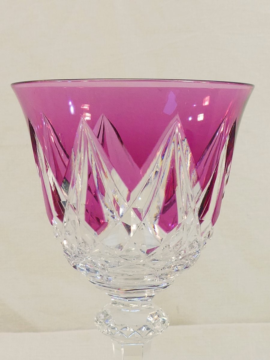 Saint-louis Crystal 6 Large Colored Glasses Sammy Model-photo-7