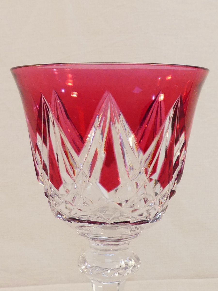 Saint-louis Crystal 6 Large Colored Glasses Sammy Model-photo-8
