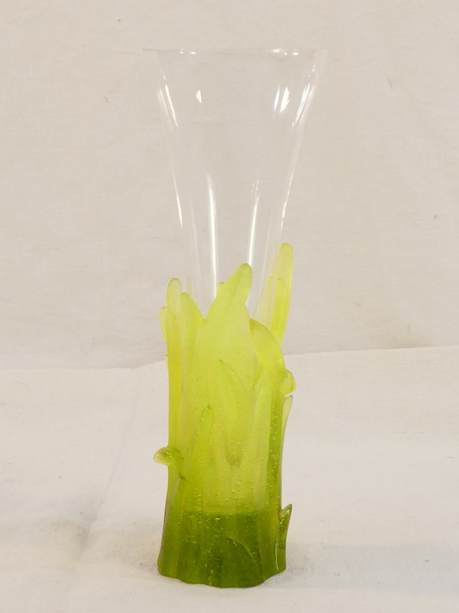 VASE soliflore signé DAUM FRANCE en pate de verre et cristal-photo-4