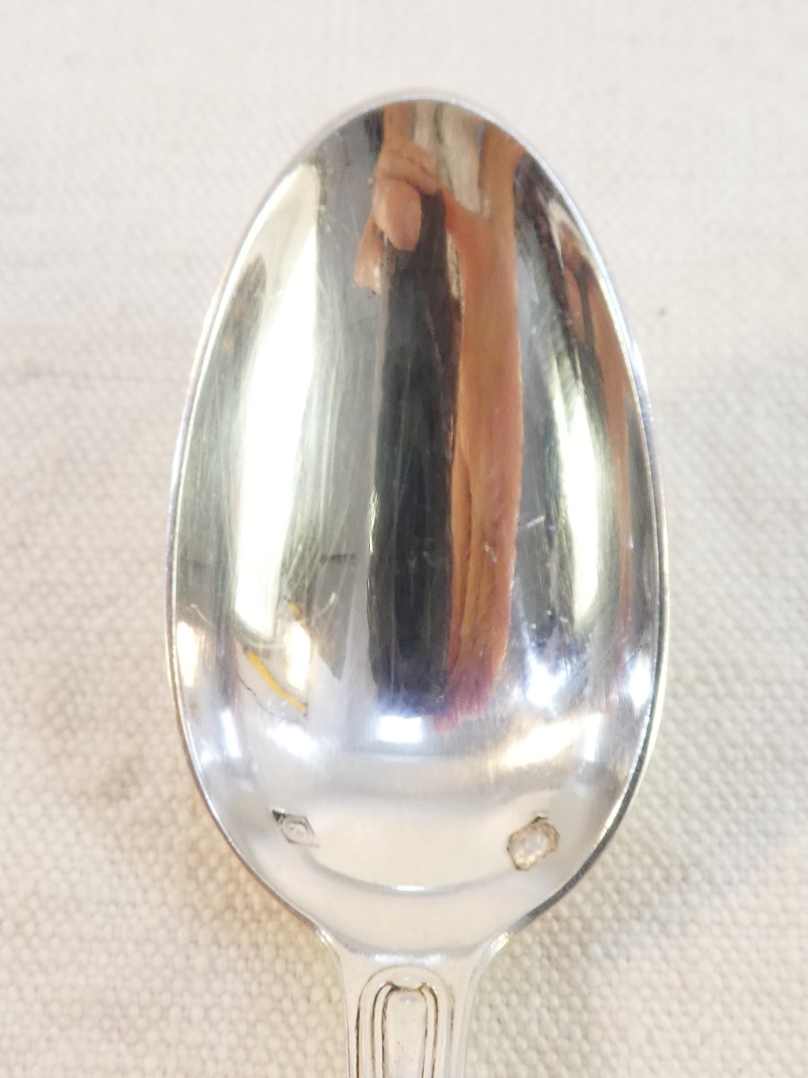 12 Massive Silver Moka Spoons Henri Lapparra Shell Design-photo-1