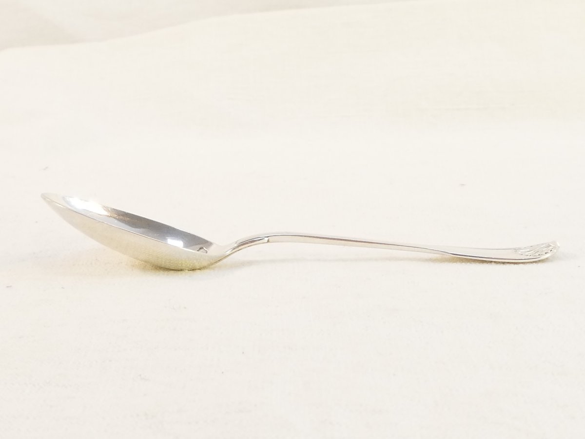 12 Massive Silver Moka Spoons Henri Lapparra Shell Design-photo-5