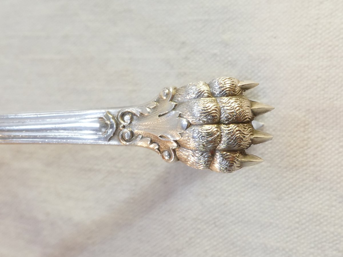 Massive Silver Sugar Tongs, Silversmith Ricard Edmond-photo-3