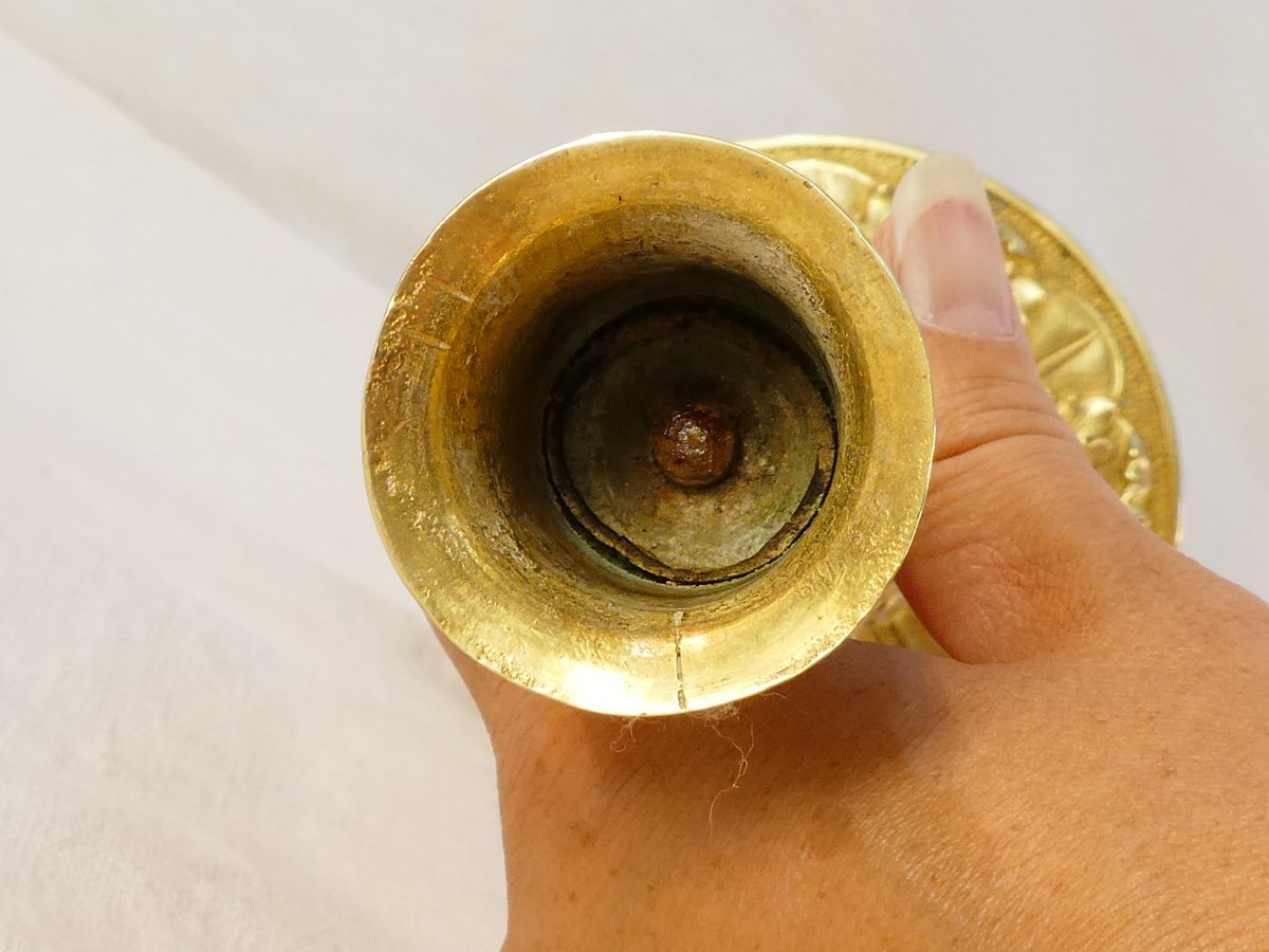 Paire de Bougeoirs en bronze D'EPOQUE RESTAURATION-photo-3