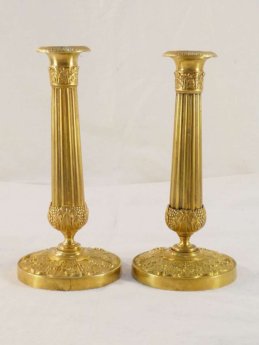 Paire de Bougeoirs en bronze D'EPOQUE RESTAURATION-photo-6