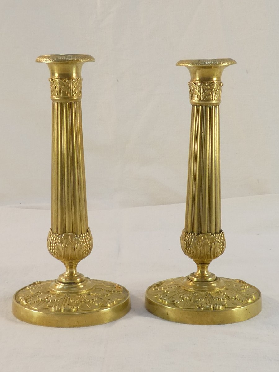 Paire de Bougeoirs en bronze D'EPOQUE RESTAURATION-photo-7