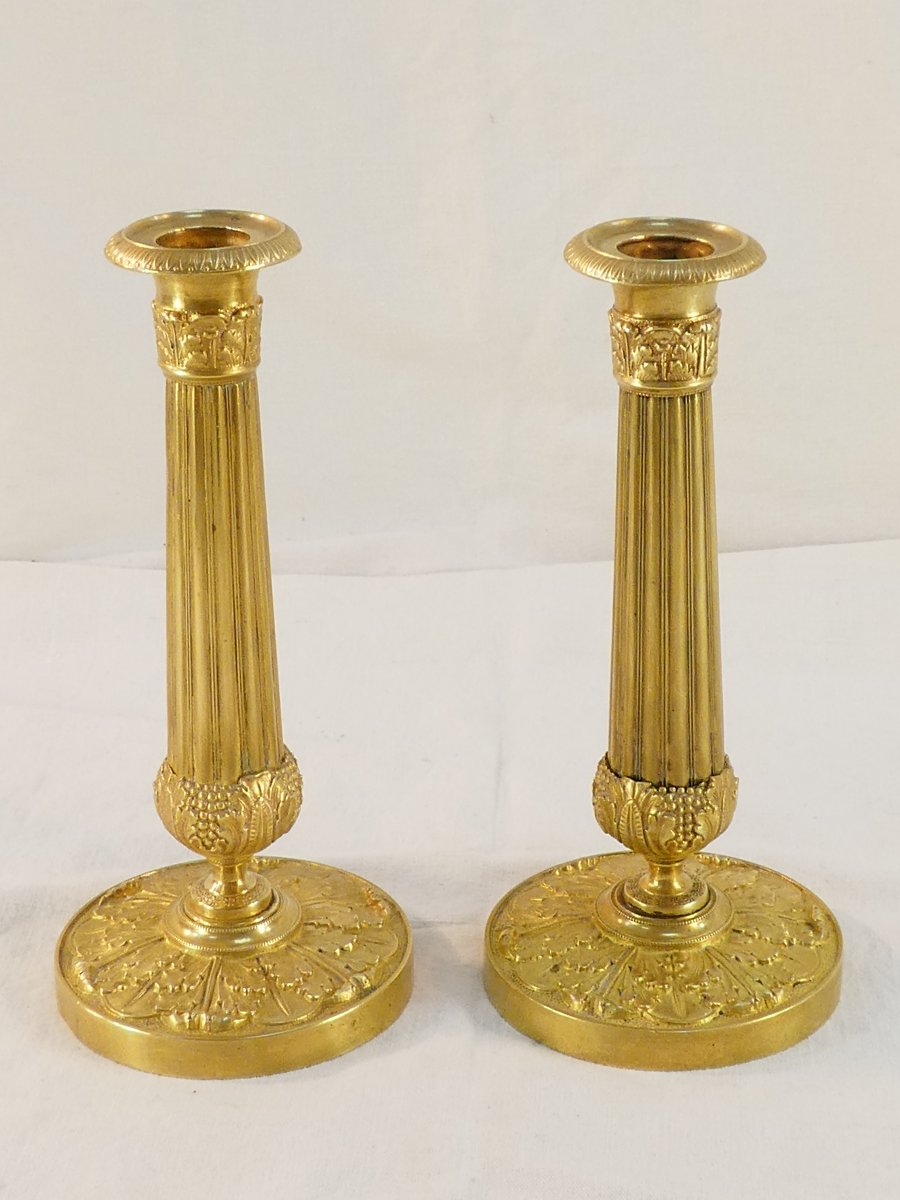 Paire de Bougeoirs en bronze D'EPOQUE RESTAURATION