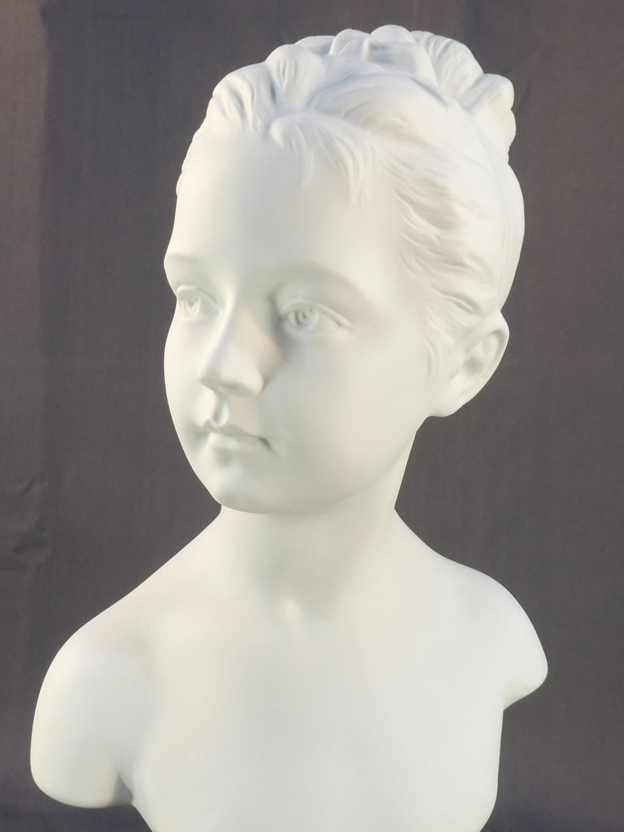 THARAUD LIMOGES BUSTE en biscuit Statue Louise BRONGNIART 40cm-photo-2