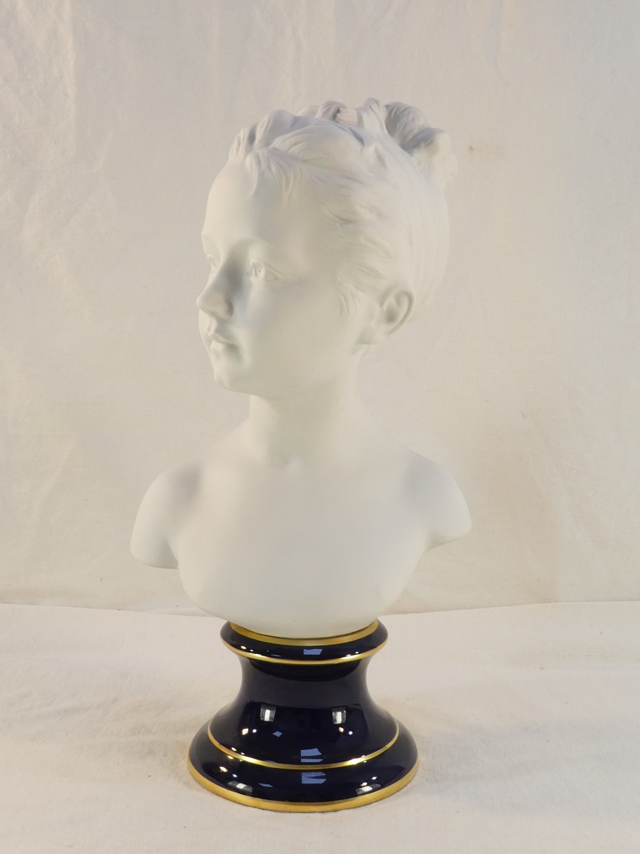 THARAUD LIMOGES BUSTE en biscuit Statue Louise BRONGNIART 40cm-photo-1