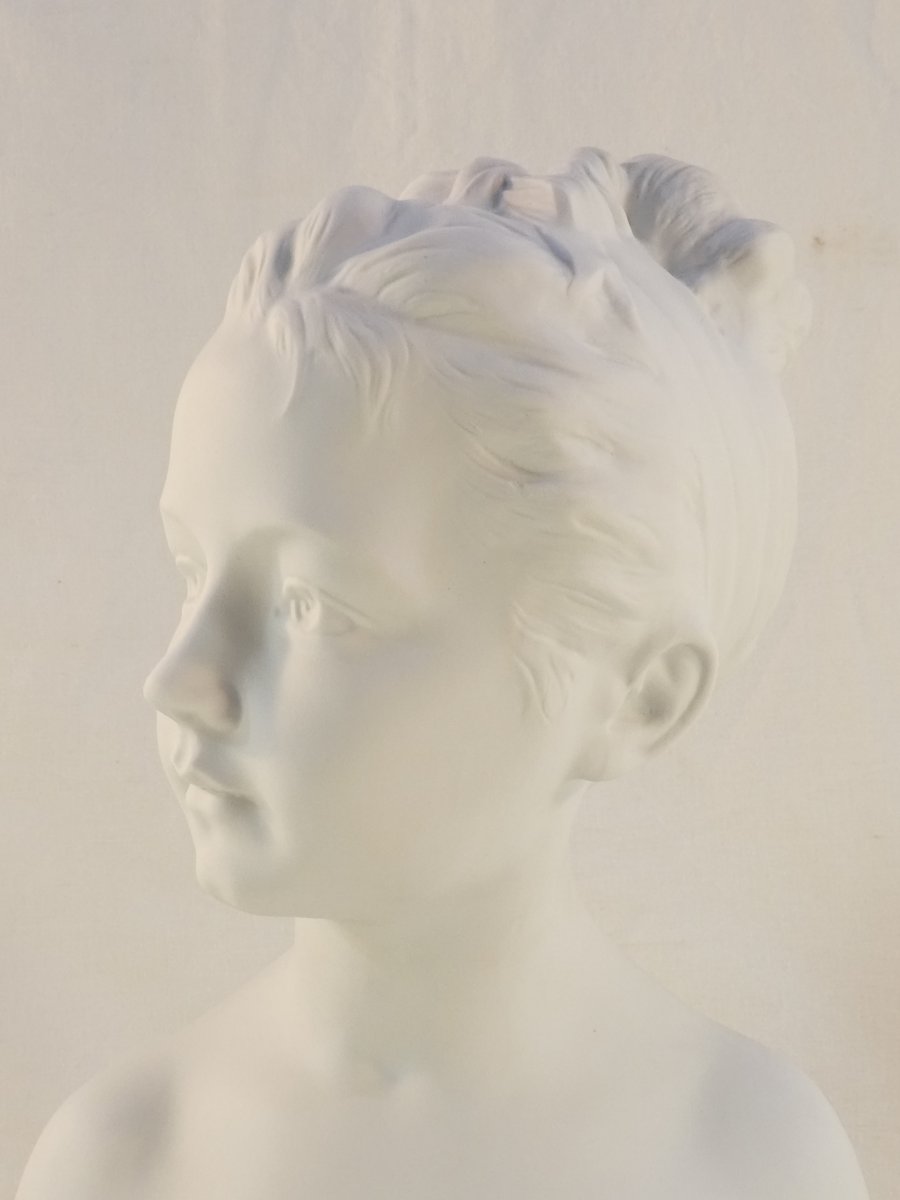 THARAUD LIMOGES BUSTE en biscuit Statue Louise BRONGNIART 40cm-photo-2