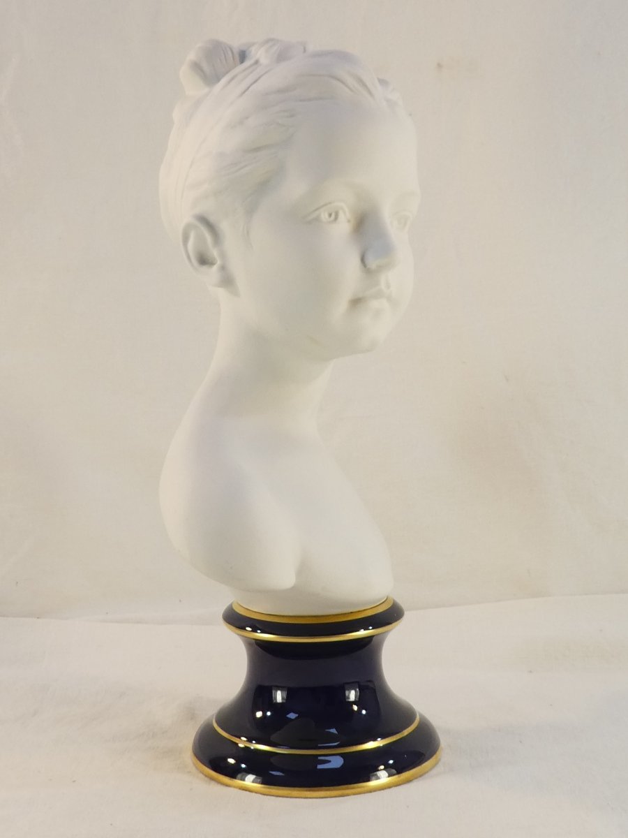 THARAUD LIMOGES BUSTE en biscuit Statue Louise BRONGNIART 40cm-photo-4