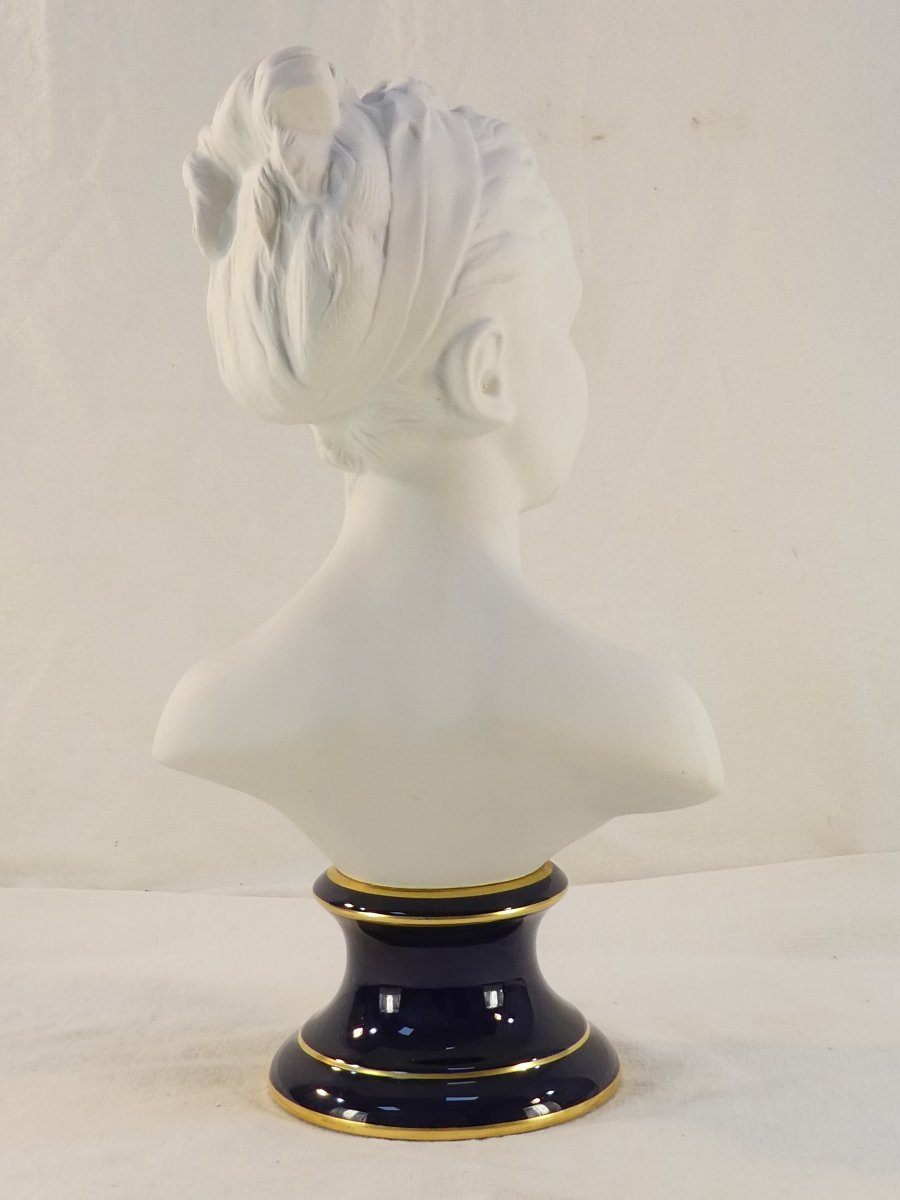 THARAUD LIMOGES BUSTE en biscuit Statue Louise BRONGNIART 40cm-photo-5