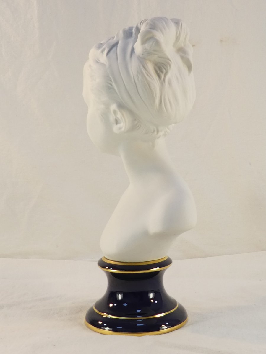 THARAUD LIMOGES BUSTE en biscuit Statue Louise BRONGNIART 40cm-photo-6
