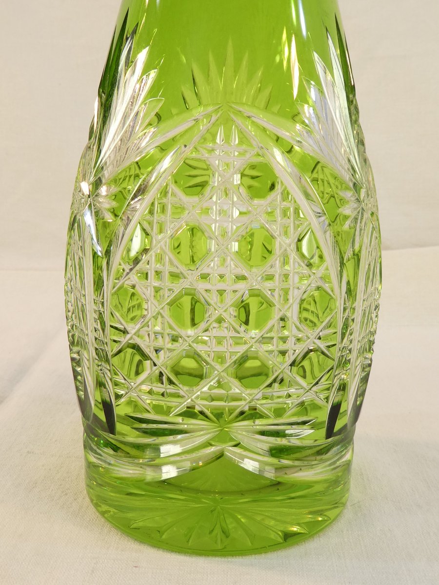 Val Saint Lambert Green Cut Crystal Decanter, Sevilla Model-photo-1