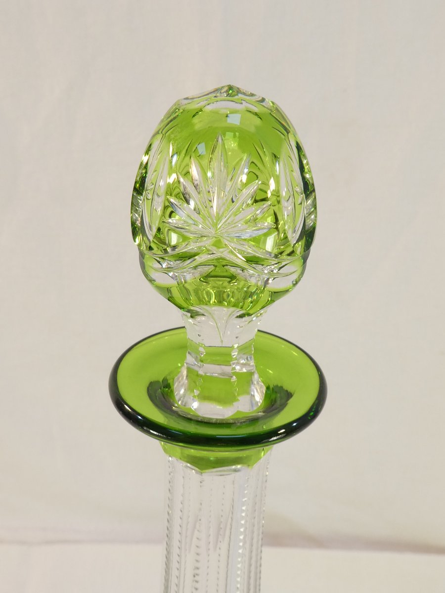 Val Saint Lambert Green Cut Crystal Decanter, Sevilla Model-photo-4