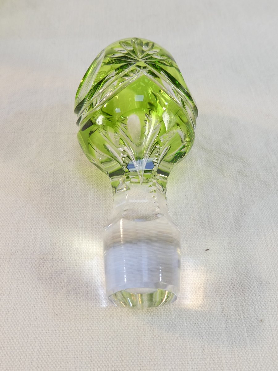 Val Saint Lambert Green Cut Crystal Decanter, Sevilla Model-photo-5