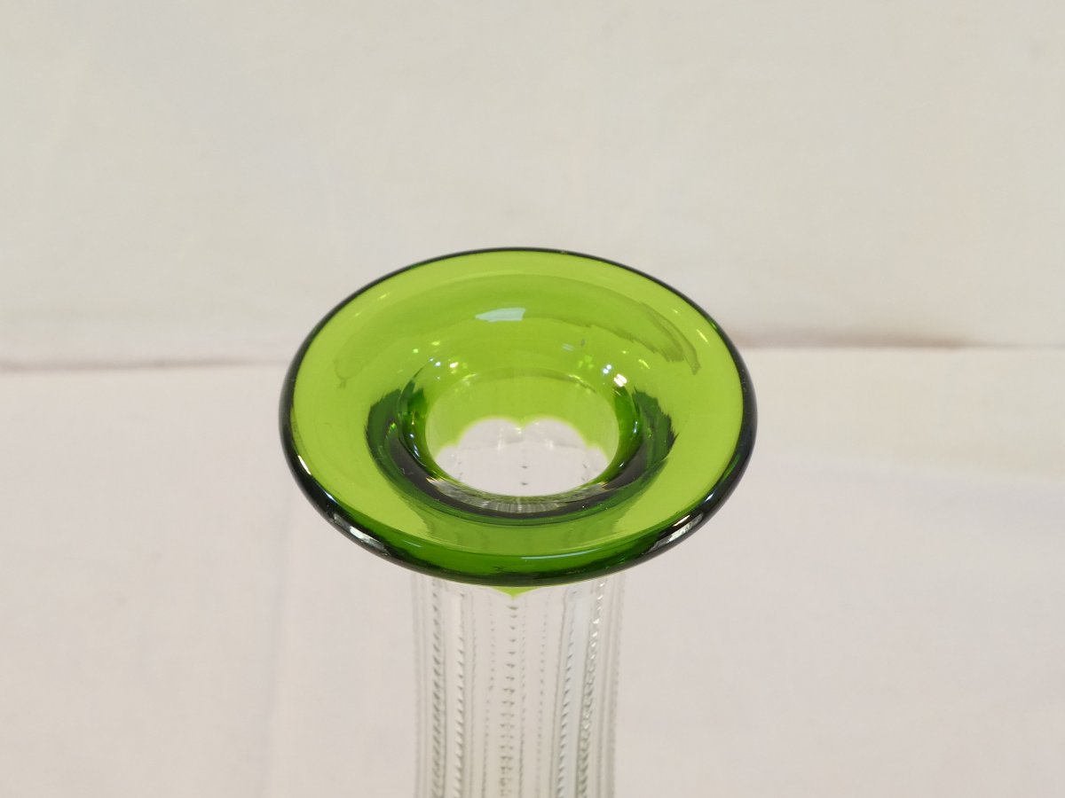 Val Saint Lambert Green Cut Crystal Decanter, Sevilla Model-photo-6