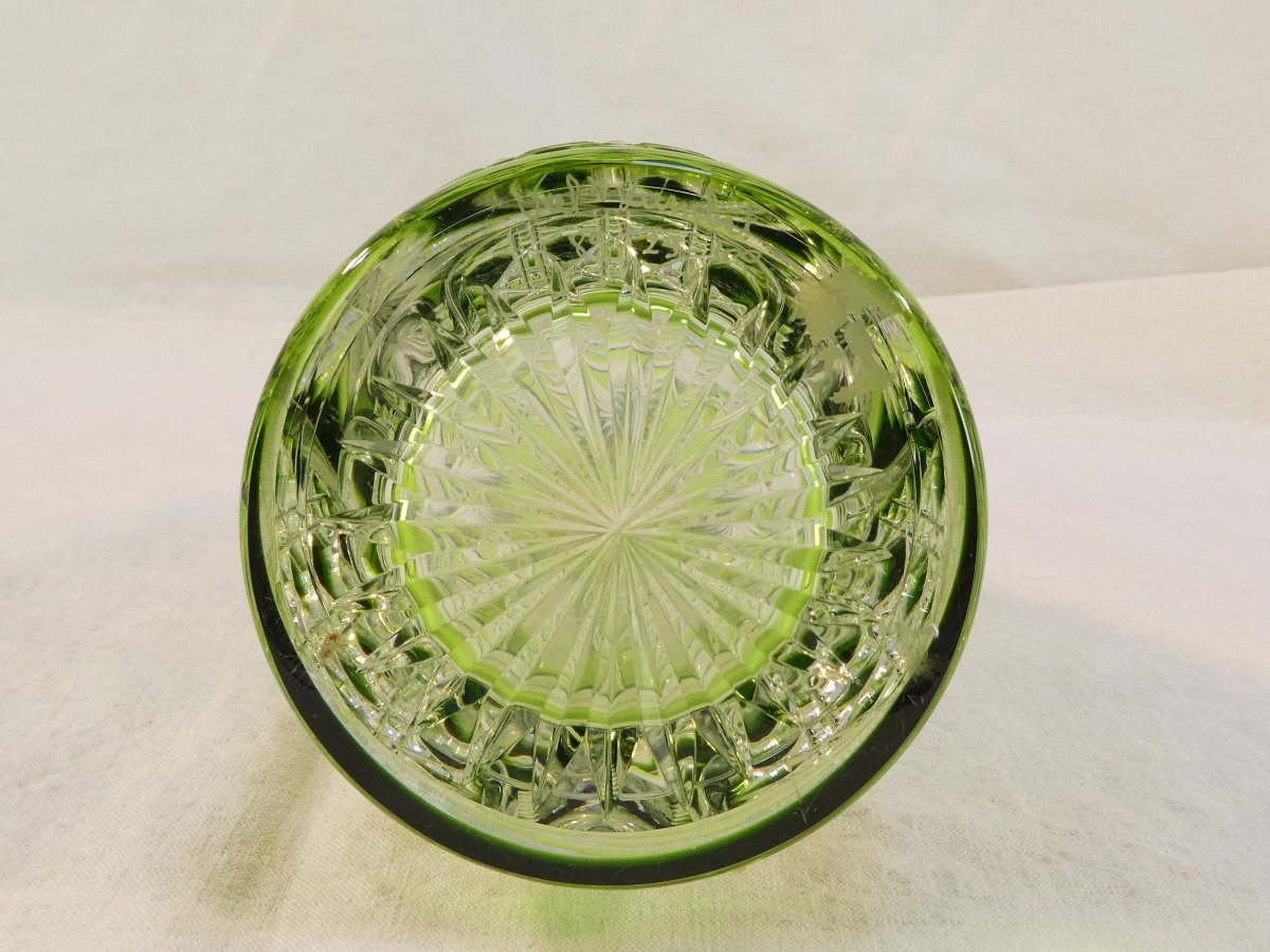 Val Saint Lambert Green Cut Crystal Decanter, Sevilla Model-photo-7