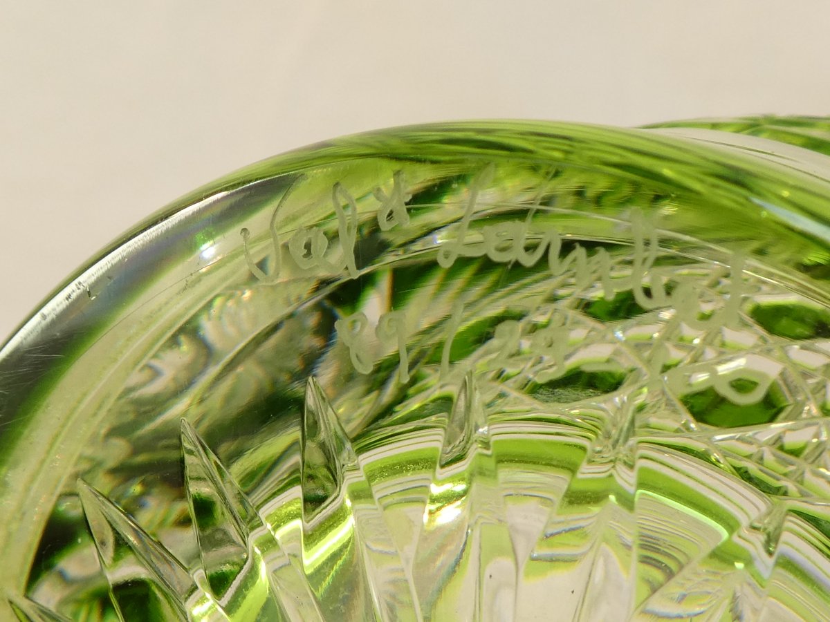 Val Saint Lambert Green Cut Crystal Decanter, Sevilla Model-photo-8