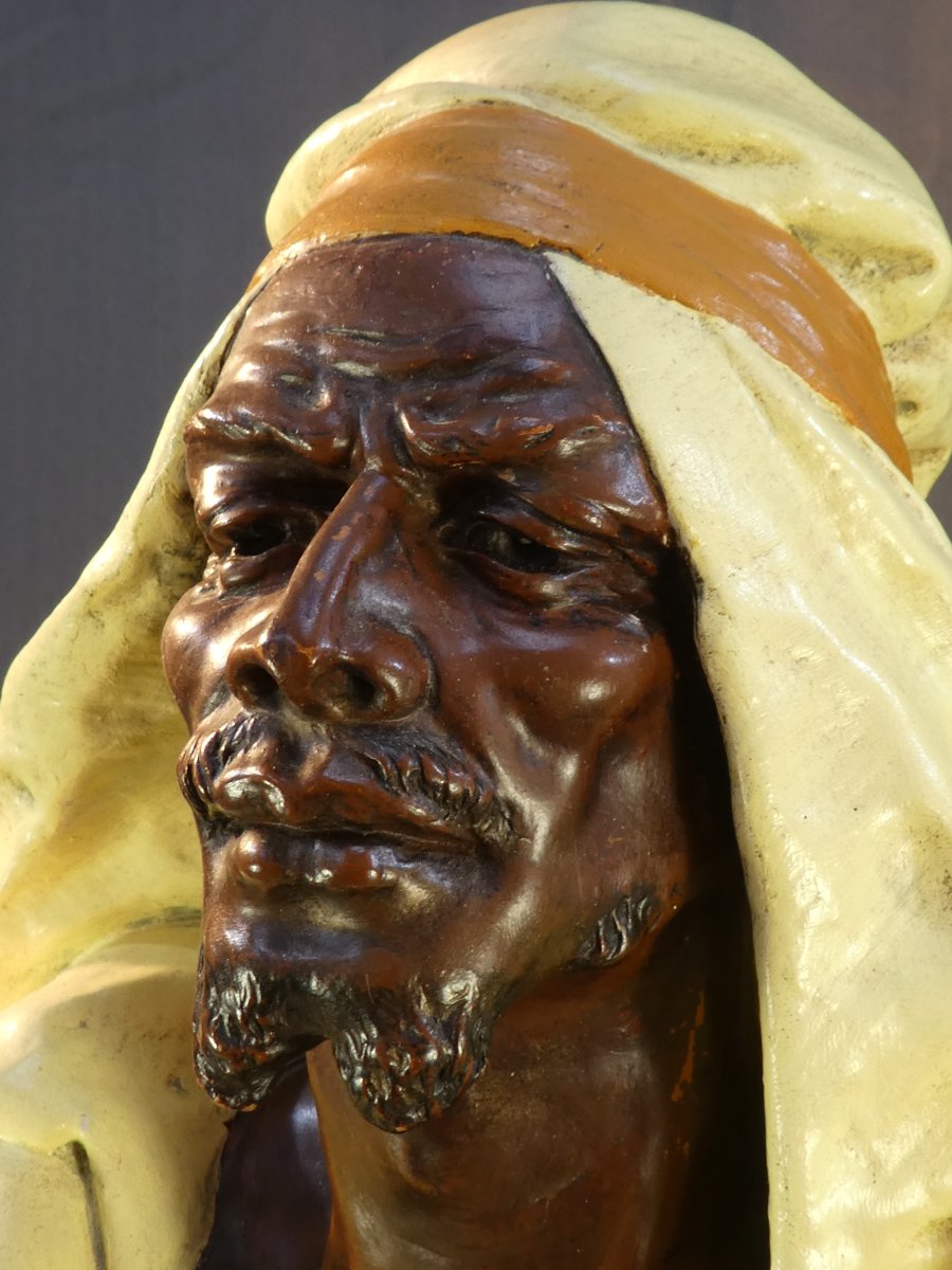 Adolphe MAUBACH Statue en terre cuite Orientale ''Le berbere''-photo-2