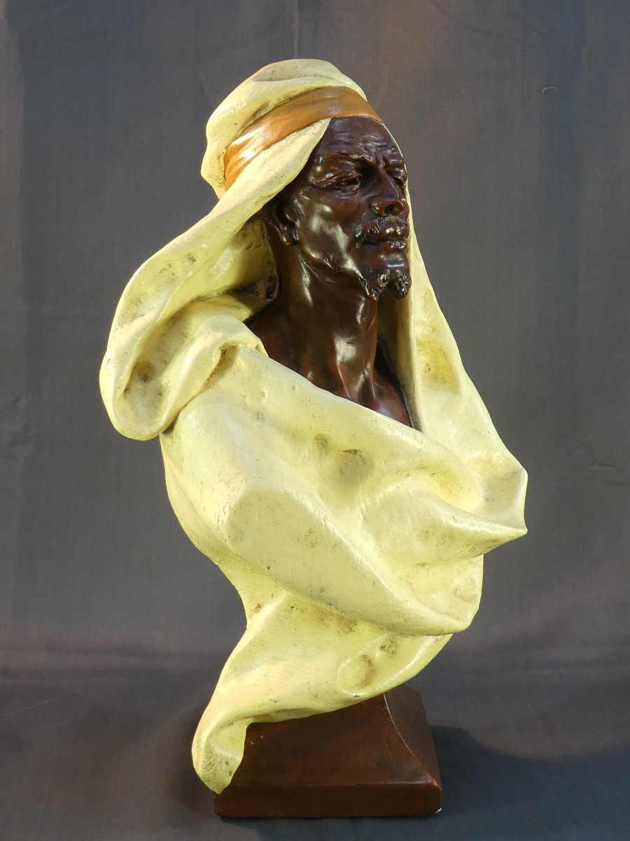 Adolphe MAUBACH Statue en terre cuite Orientale ''Le berbere''-photo-3