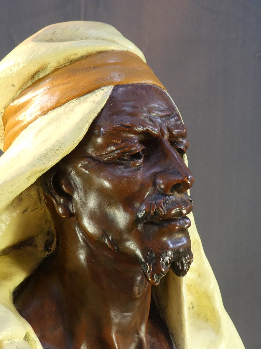 Adolphe MAUBACH Statue en terre cuite Orientale ''Le berbere''-photo-4
