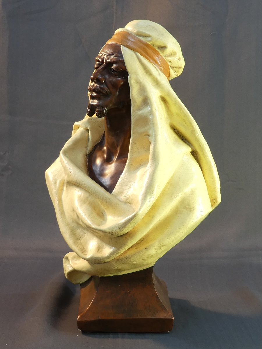 Adolphe MAUBACH Statue en terre cuite Orientale ''Le berbere''-photo-5
