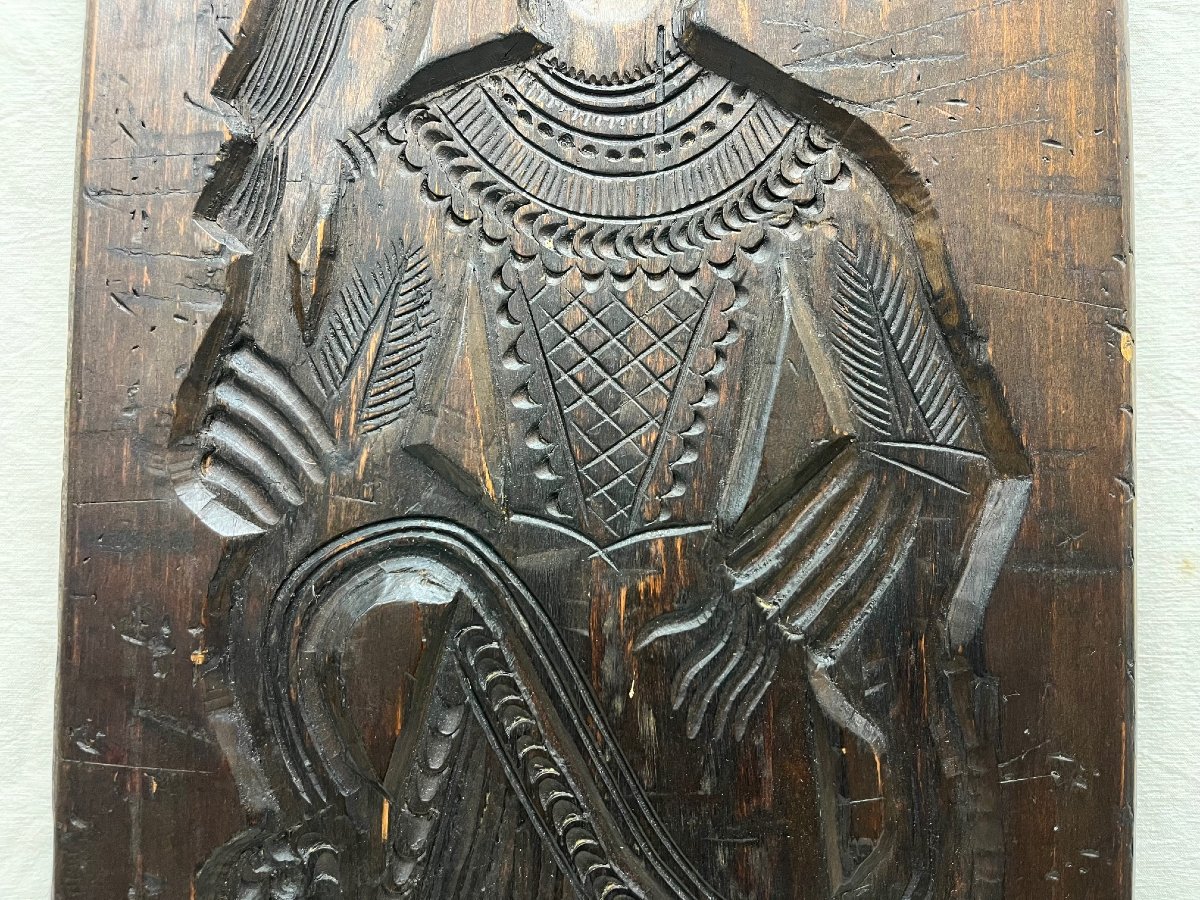 Grand et ancien moule a SPECULOOS en bois d'epoque 19eme 75 cm-photo-4