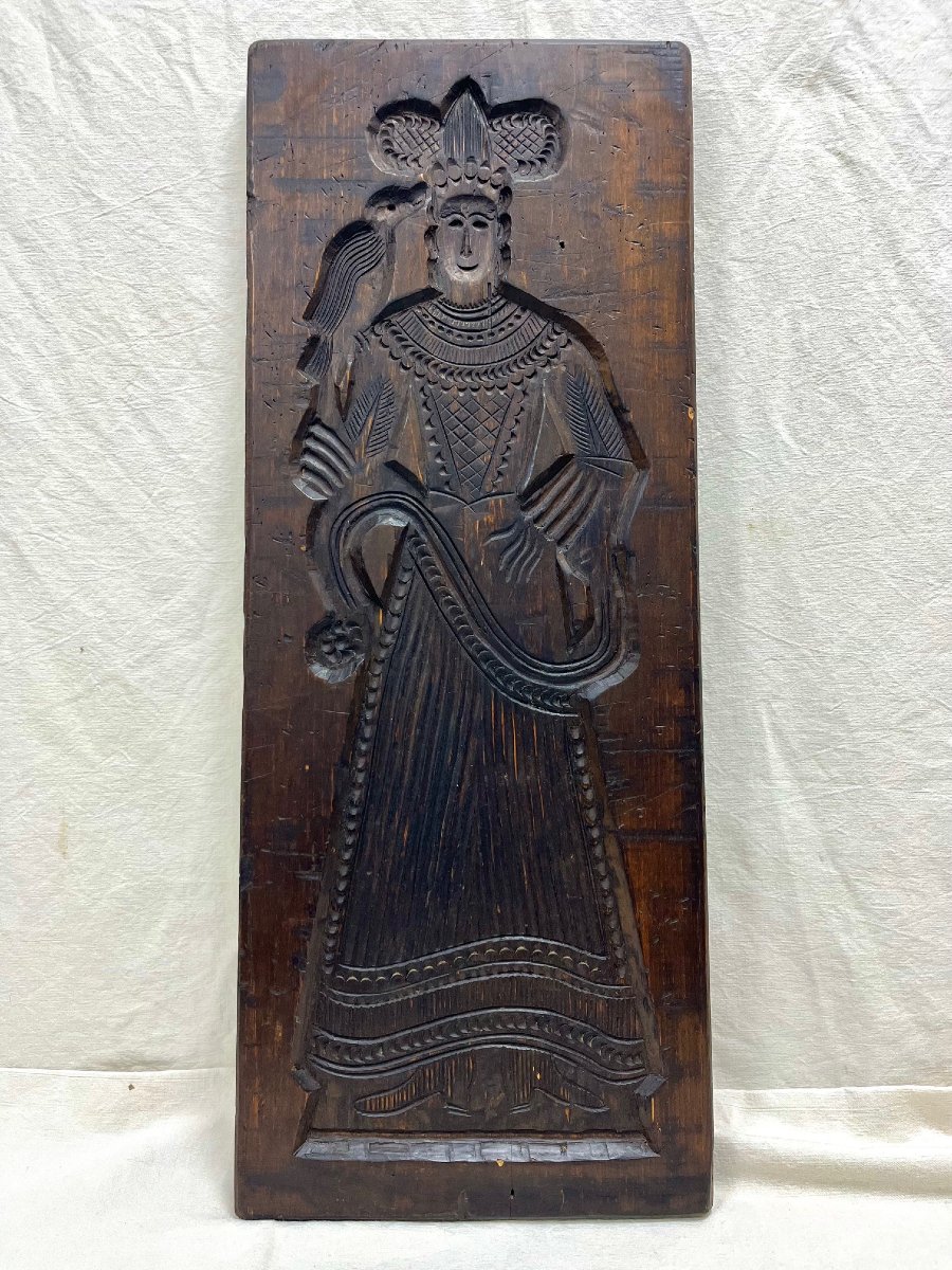 Grand et ancien moule a SPECULOOS en bois d'epoque 19eme 75 cm