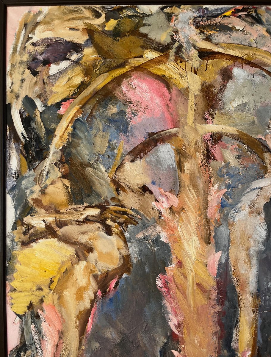 Rare Large Oil On Canvas Signed By The Hungarian Artist Kis Sandor Lajos-photo-1