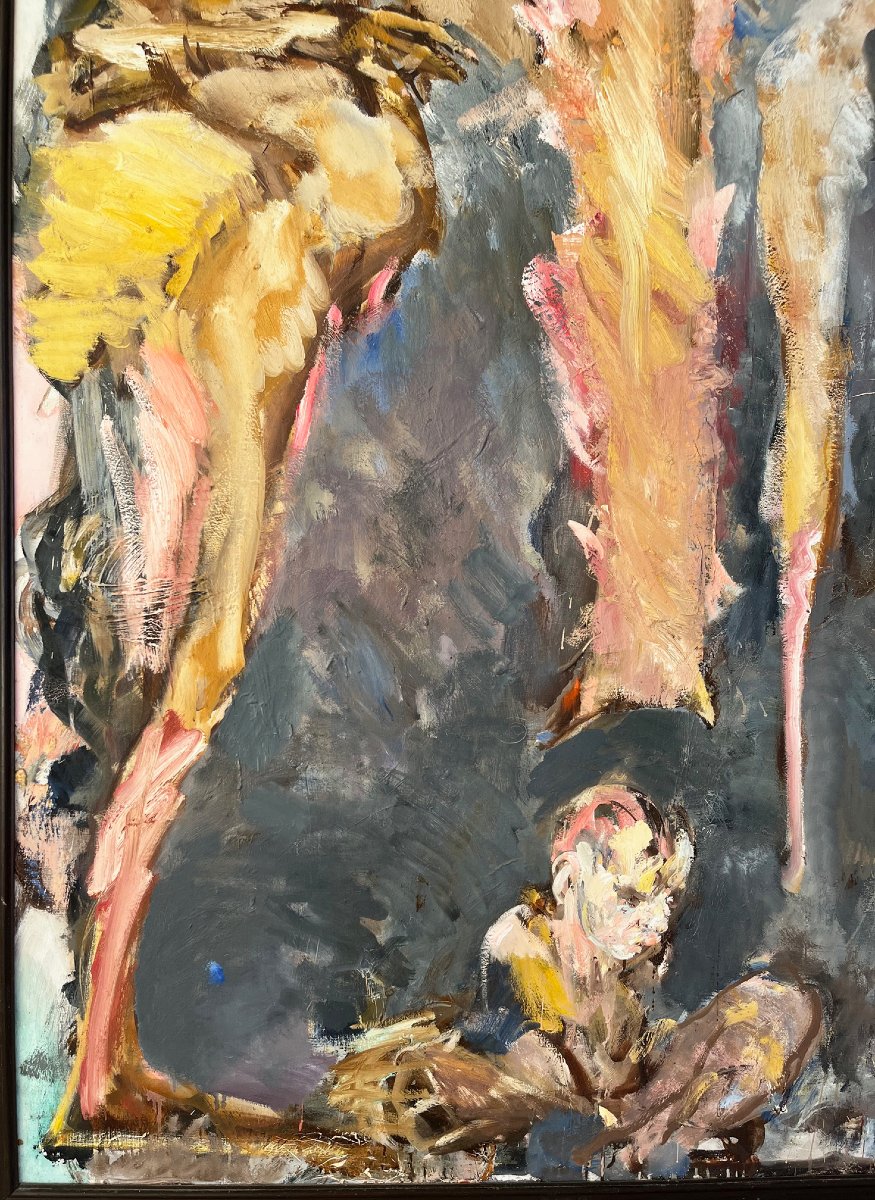 Rare Large Oil On Canvas Signed By The Hungarian Artist Kis Sandor Lajos-photo-2