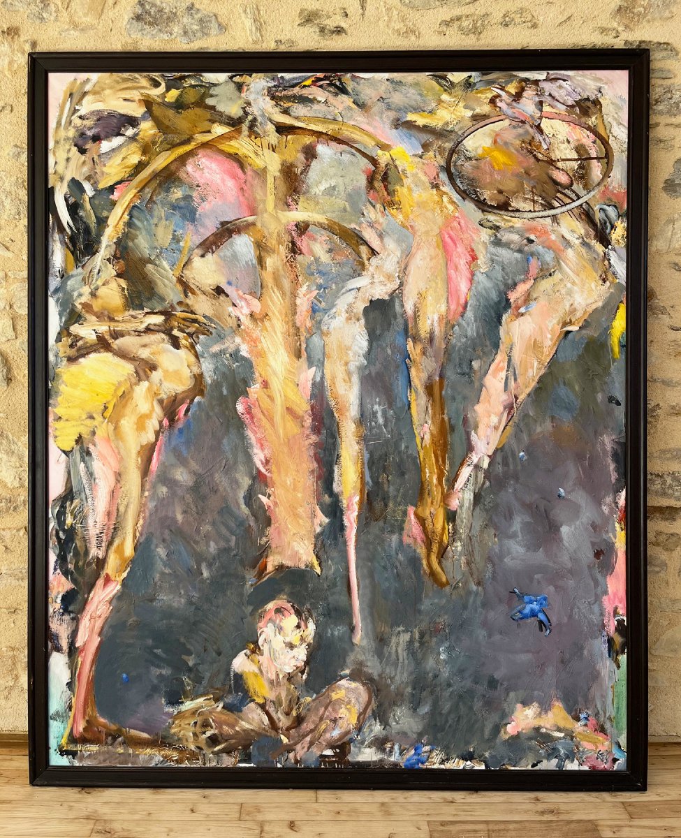 Rare Large Oil On Canvas Signed By The Hungarian Artist Kis Sandor Lajos