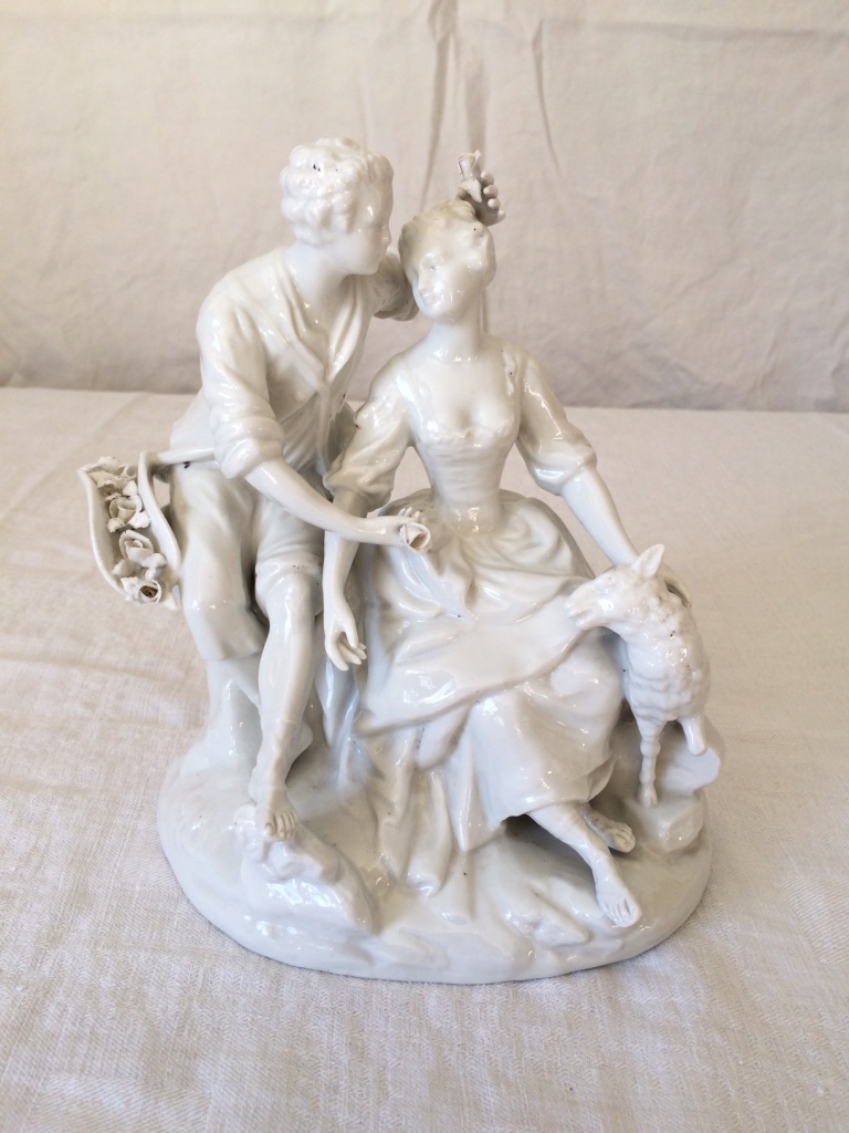 Porcelain Statue - Scene Galante Shepherd And Bergere