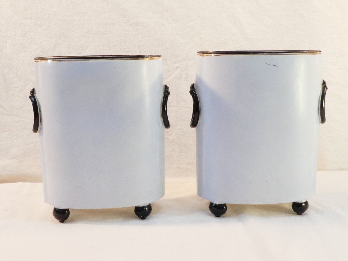Pair Of Limoges William Guerin Porcelain Bird Vases-photo-1