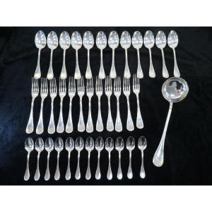 Cutlery Set Christofle 37 Pieces Model Crossed Ribbon Tbe