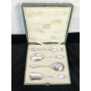 Service / Cutlery A Mignardises In Sterling Silver, 19th Century Doutre Roussel
