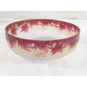 Legras Ruby Bowl In Acid-cleared Frosted Glass Art Nouveau