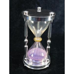 Rare Christofle Hourglass In Silver Metal Gallia Collection