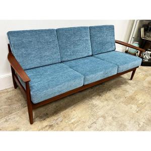 Scandinavian Teak Sofa Bench From The 60s, Fully Restored