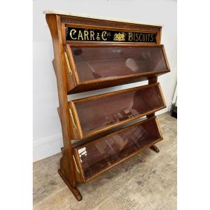 RARE Meuble de Metier Vitrine de présentation "CARR'S & CO BISCUITS" 19eme