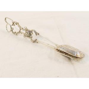Serving Tongs In Solid Silver, Portugal, 19th Century