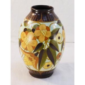 Vase ART DECO Charles CATTEAU KERAMIS LA LOUVIERE '' les maronniers''
