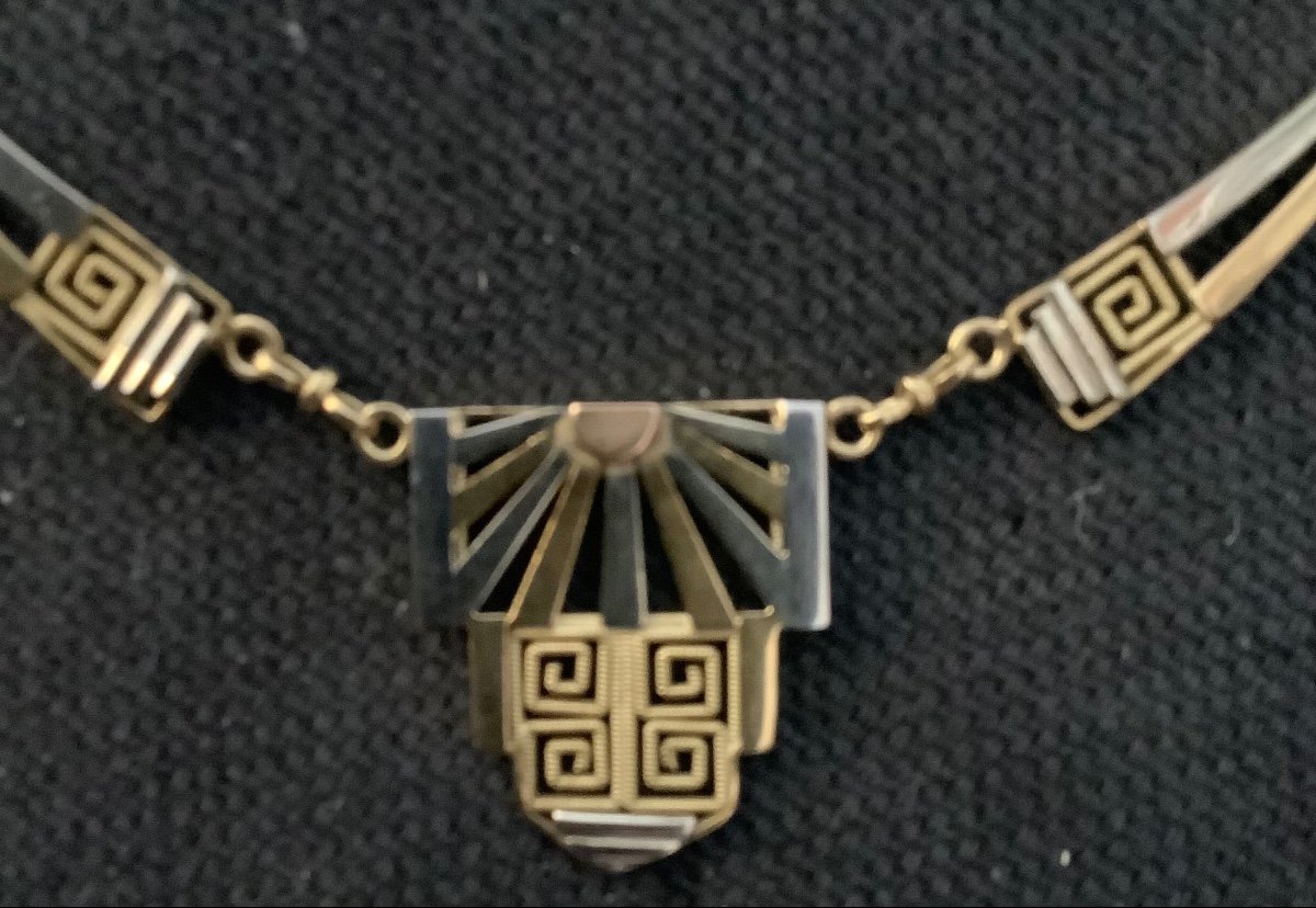 1925 Egyptian Inspired Gold Drapery Necklace -photo-2