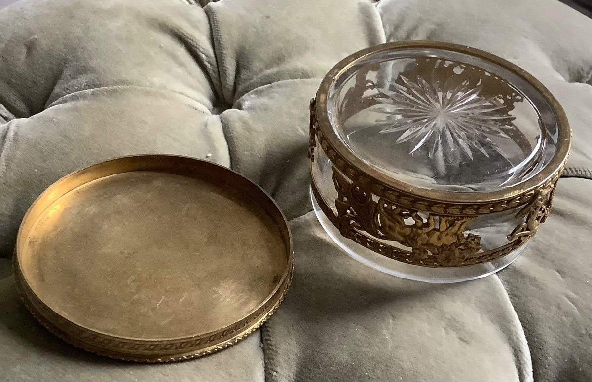Petite Boîte En Cristal Montée En Bronze époque Charles XX-photo-4