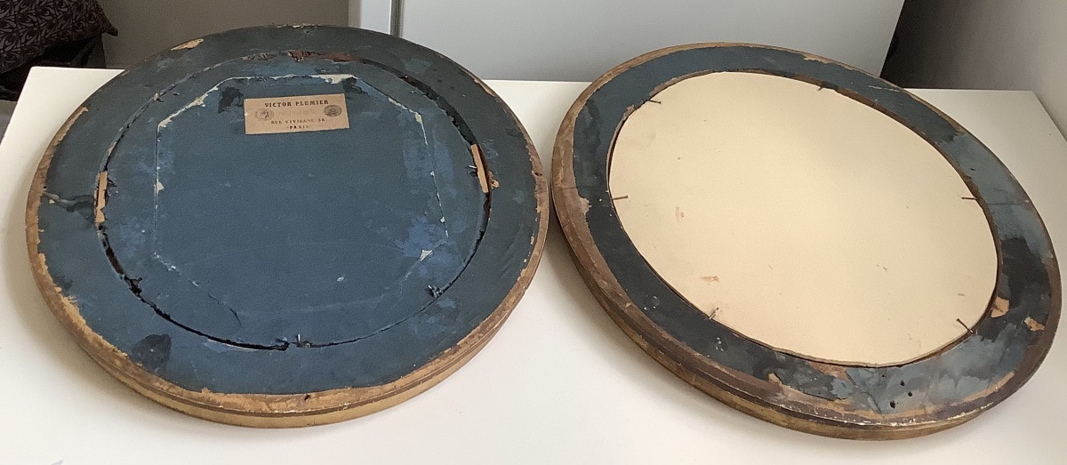 Une Paire  De Cadres Ovales Doré 19 Em Siècle -photo-4