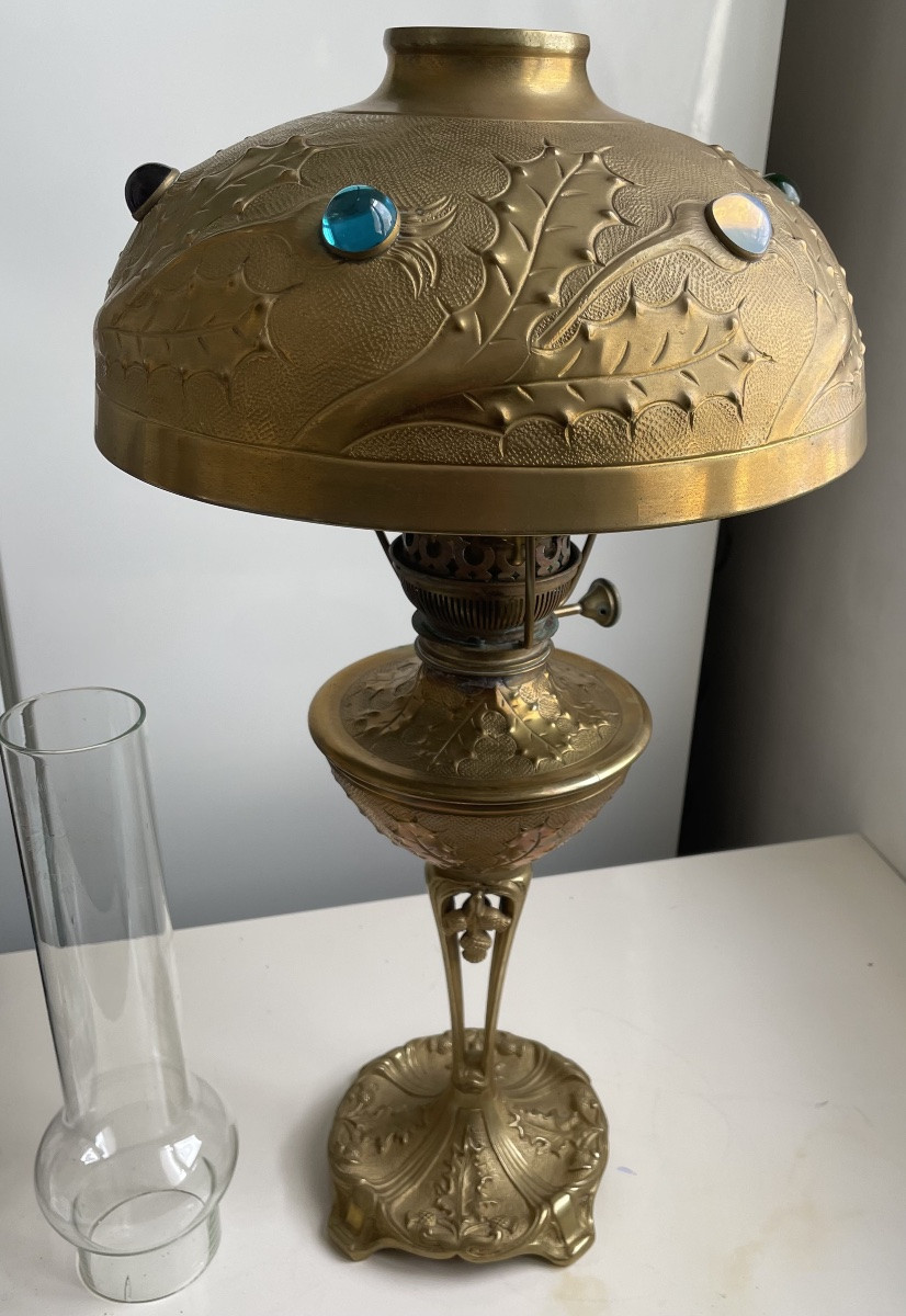 Bronze And Brass Oil Lamp, 1900s -photo-2