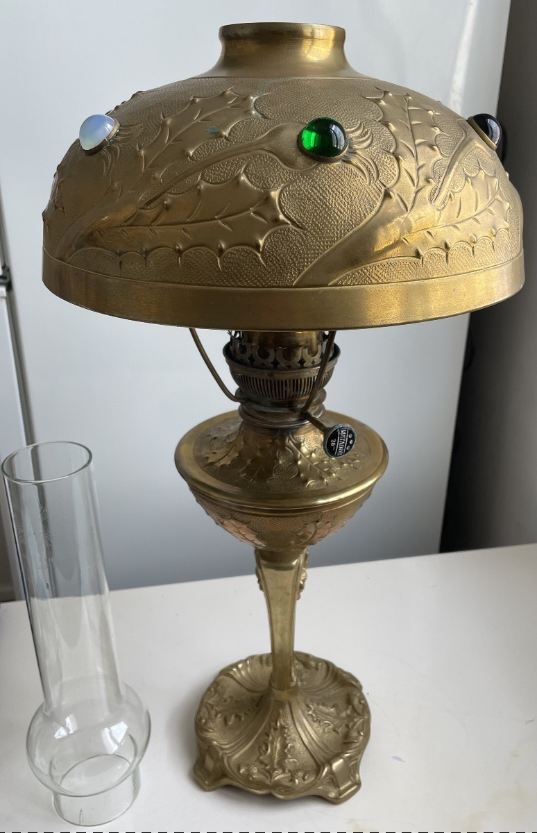 Bronze And Brass Oil Lamp, 1900s -photo-3
